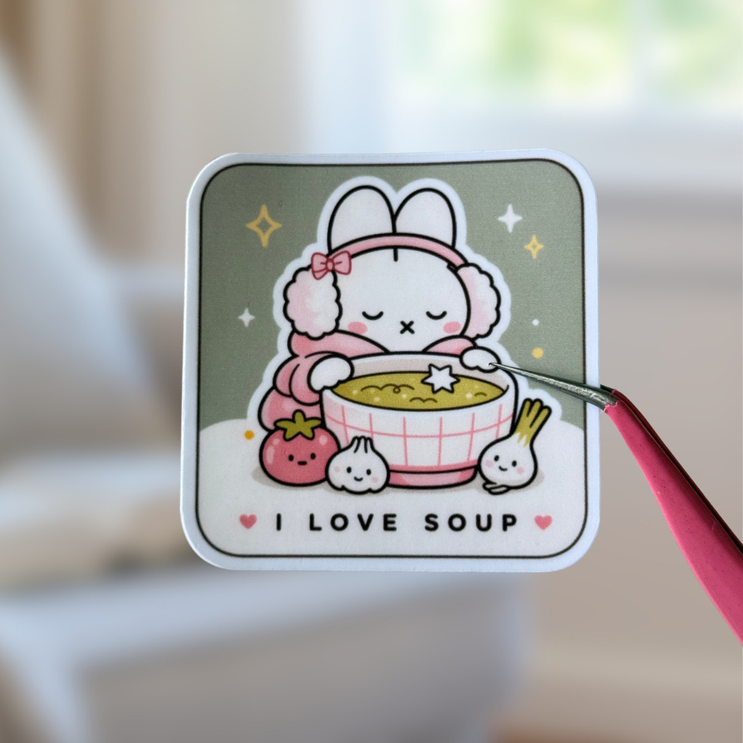 I Love Soup Sticker – Bunny Foodie Decal