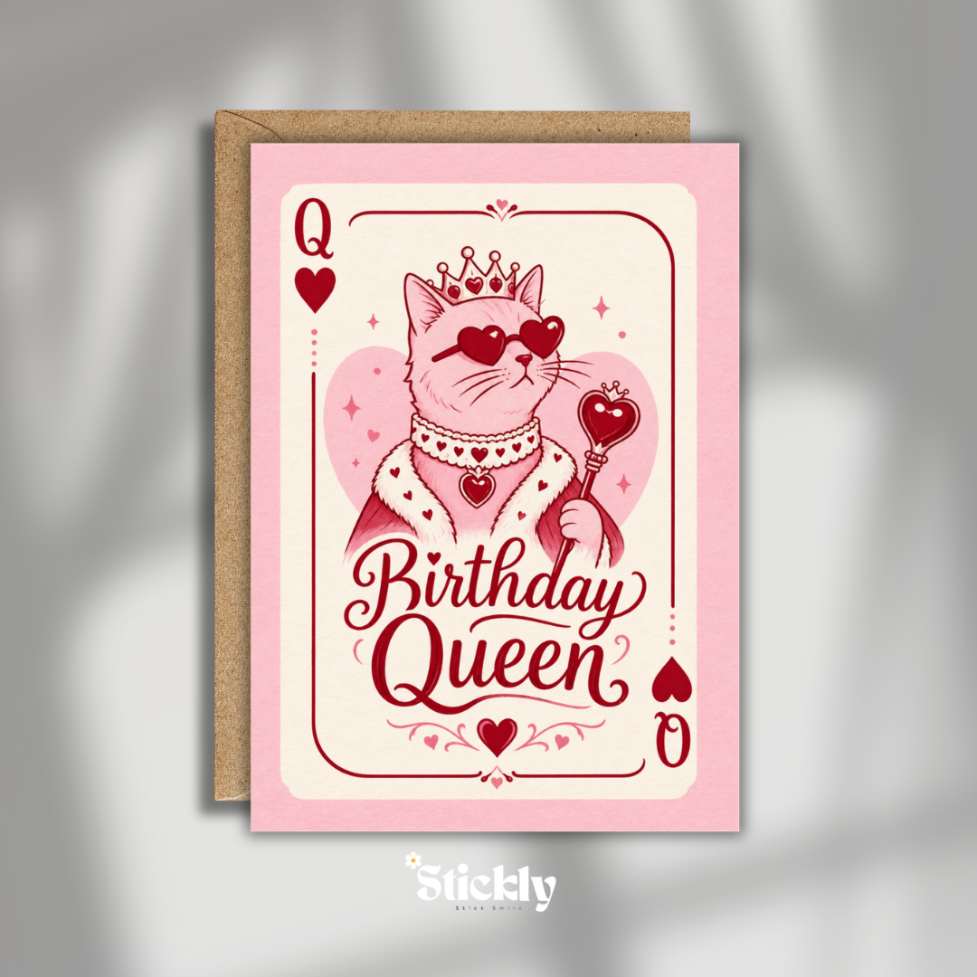 Charming Birthday Queen Cat Card