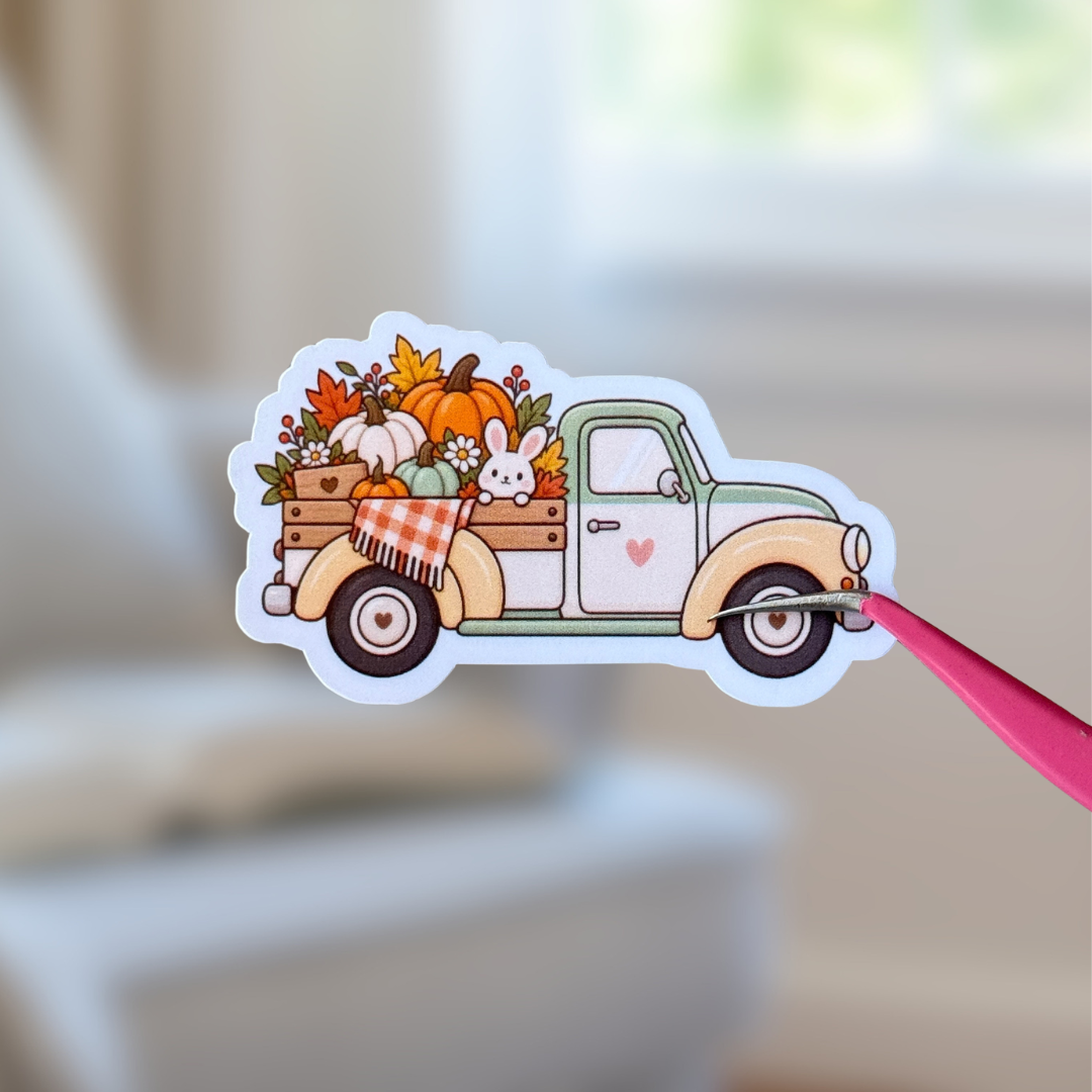 Vintage Car with Flowers Sticker