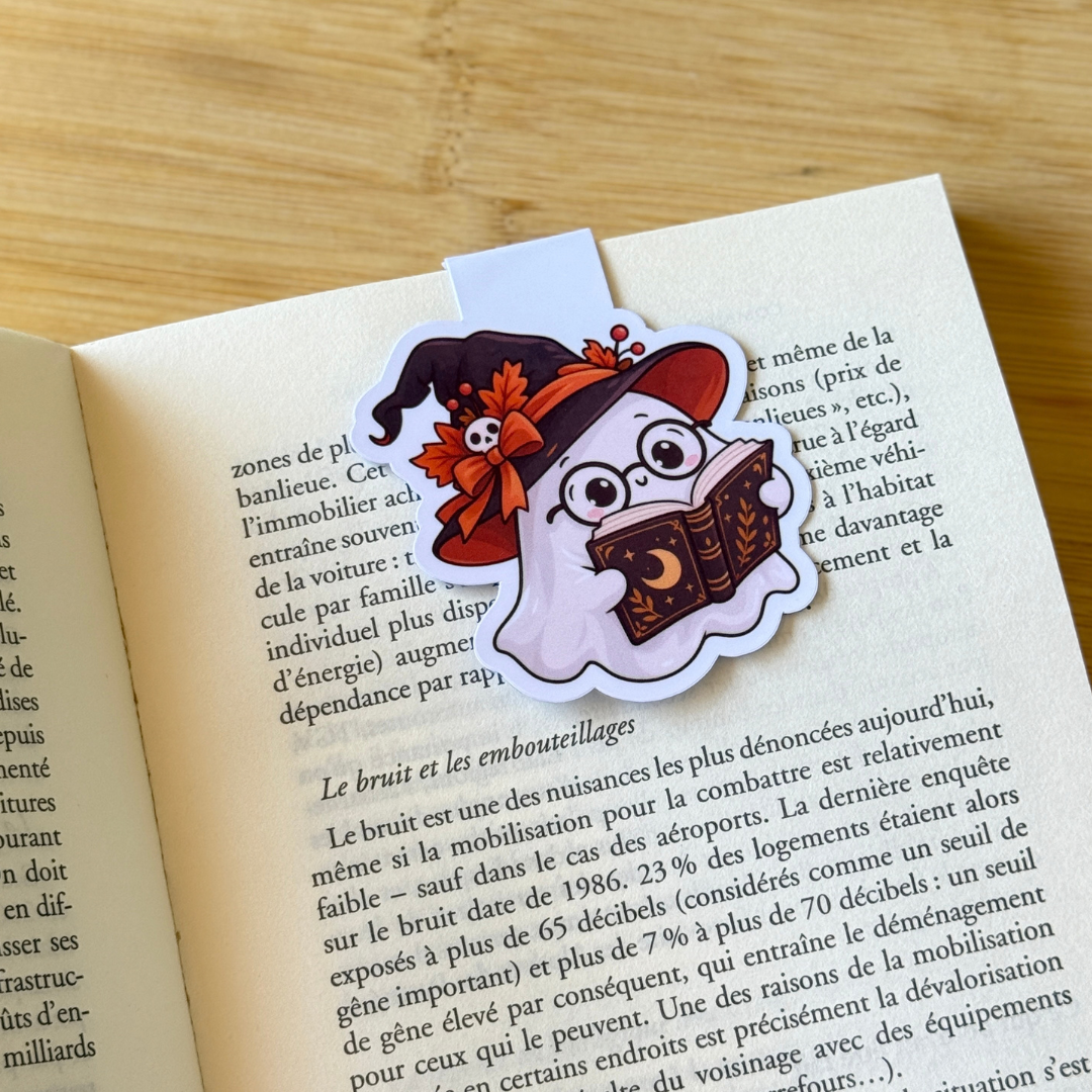 Fall Bookish Ghost Magnetic Bookmark