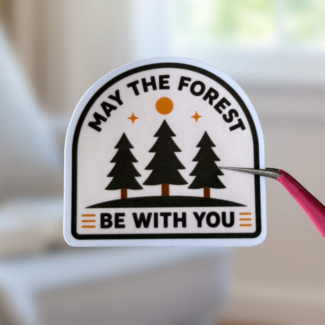 May the Forest Be With You Sticker - Waterproof Hiking Decal for Nature Lovers & Campers