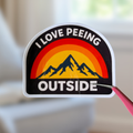 Funny Camping Sticker, I Love Peeing Outside, Hiking vinyl decal