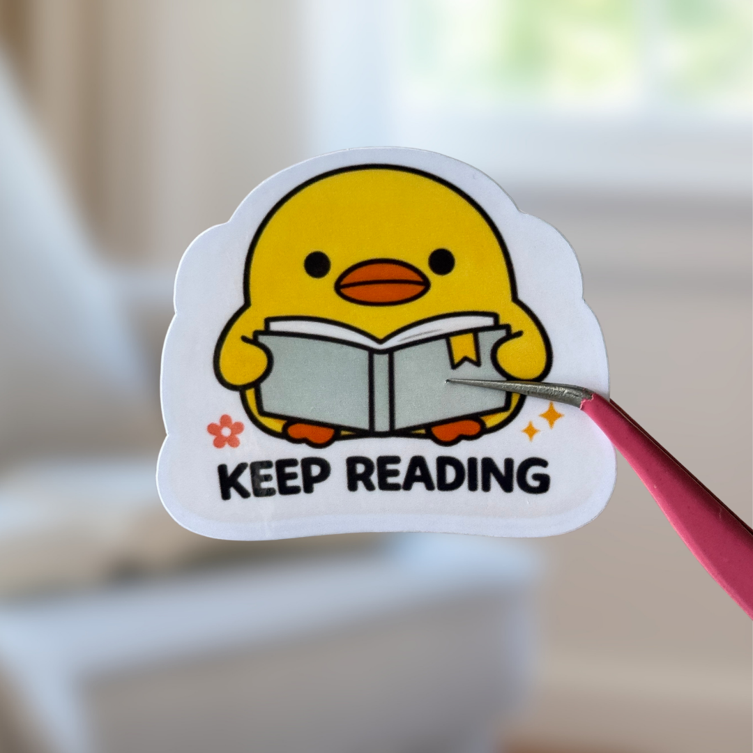 Funny Bookish Duck Sticker - Keep Reading