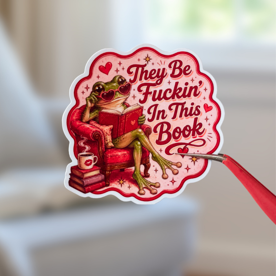 Funny Frog Bookish Sticker – Cute Frog Reading Vinyl Decal